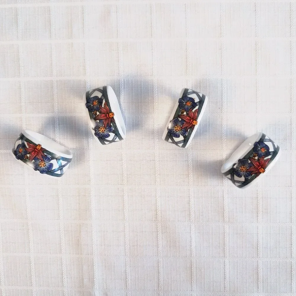 Dansk Nordic Garden Napkin Rings, Set of 4 in Original Box